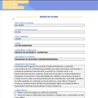 Portfólio Individual Projeto de Extensão II Marketing Inovação e Empreendedorismo