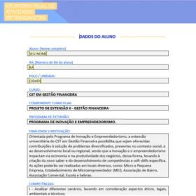 Projeto de Extensão II Gestão Financeira