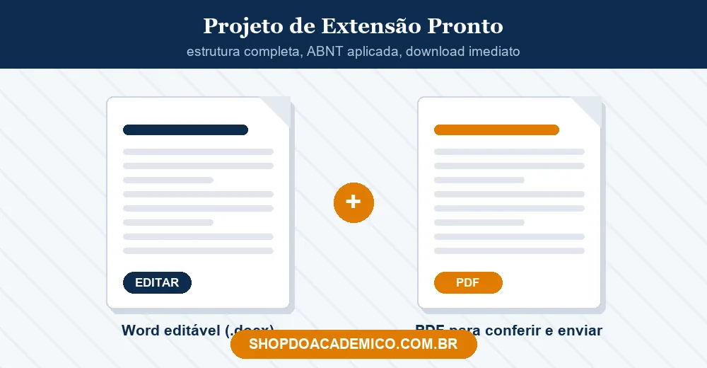 Projeto de extensão editável em Word e PDF para baixar